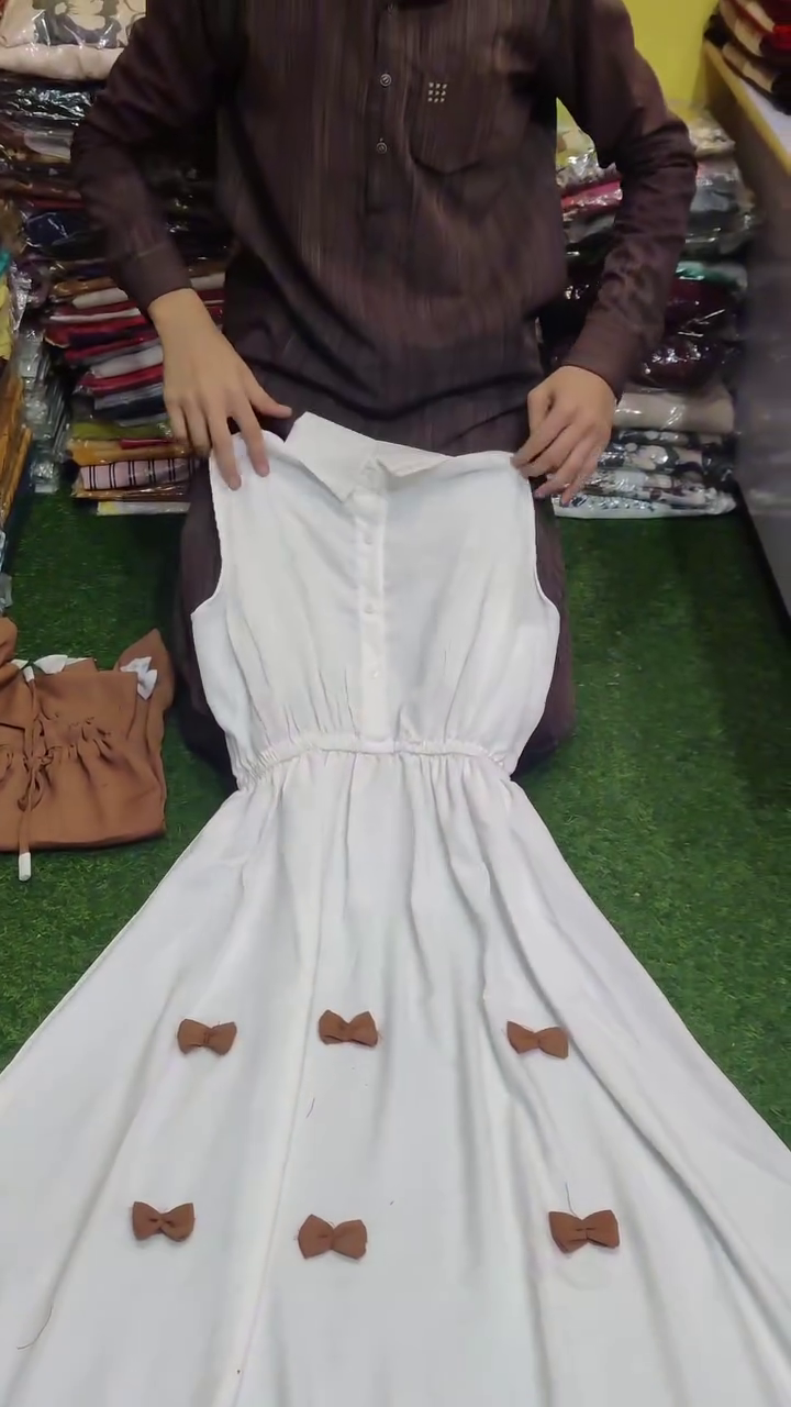 Bin Asif New Long Bow-Attached Maxi Dress — Elegant Flow in Premium Georgette