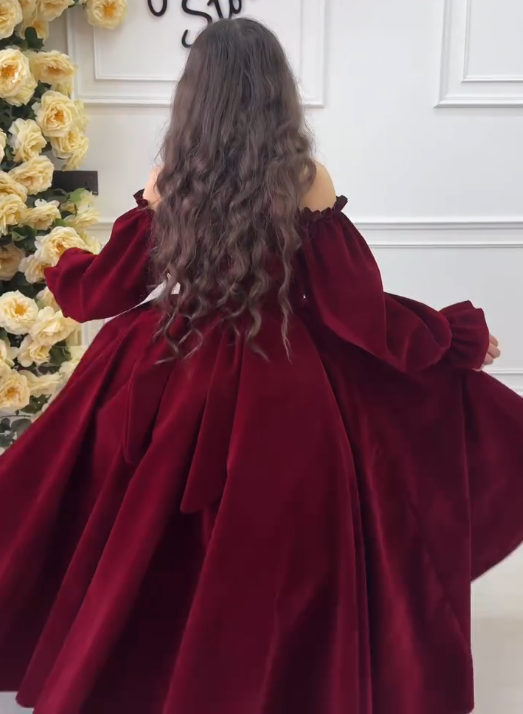 Women’s Party & Evening Dress — Elegant Black & Red Long-Sleeve Prom & Birthday Dress