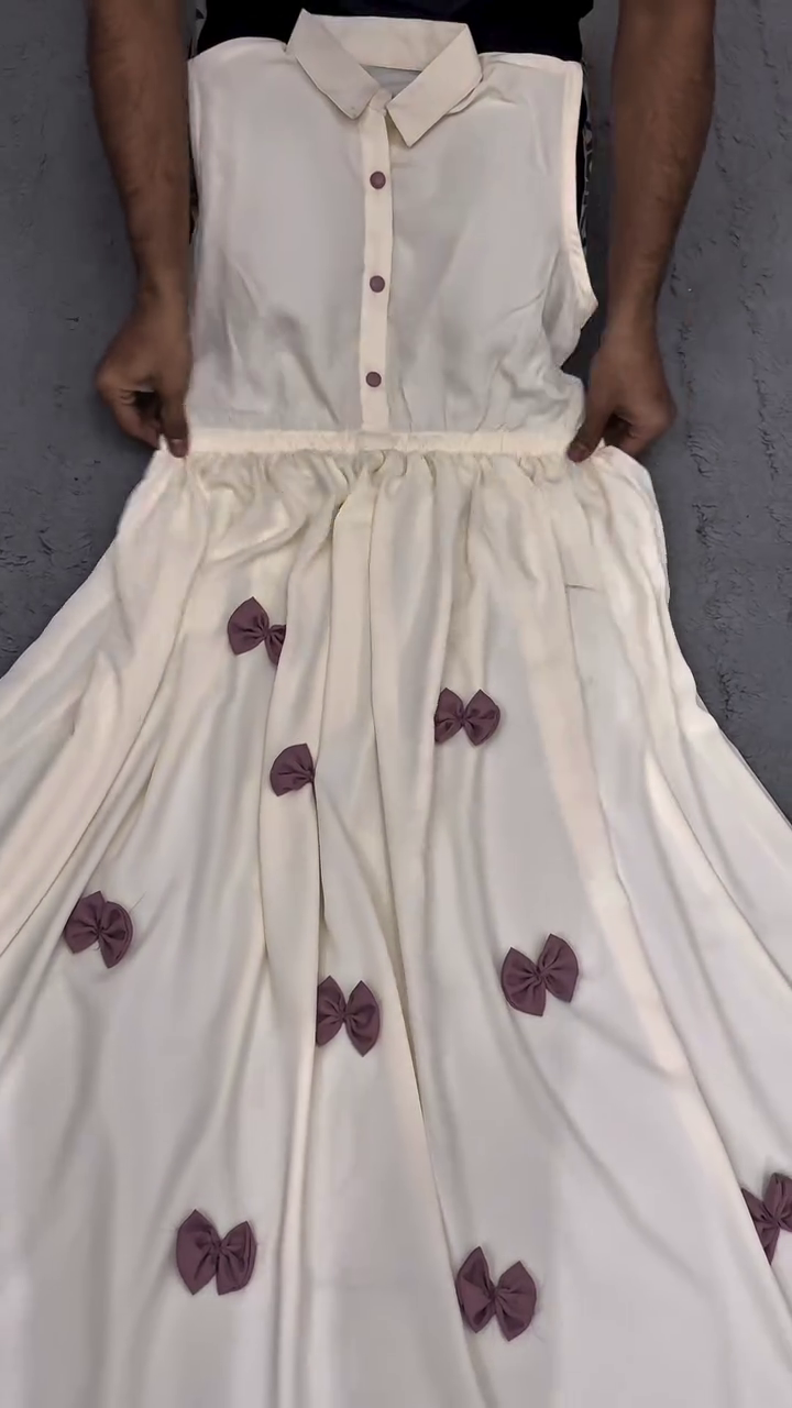 Women’s Stylish Georgette Gown in White & Mauve — Graceful Elegance for Every Occasion