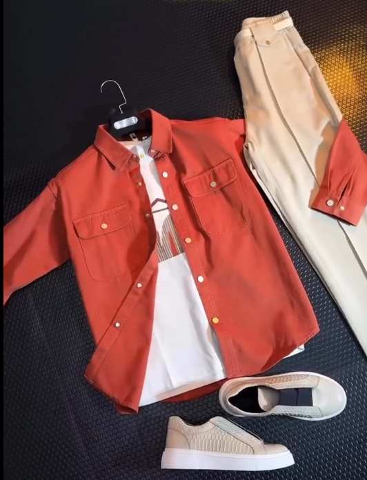 Smart Casual Done Right: Blue Shirt Layered Look for Men 💙⚫🤍