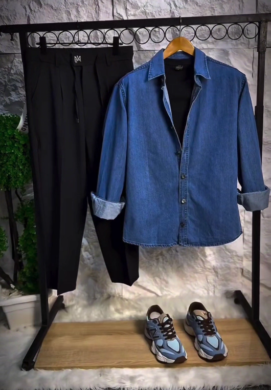 Modern Heritage Style: Denim Layers with Gurkha Pants 👔🤎👟