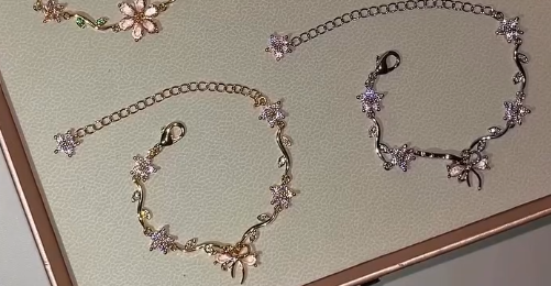 YouBella Rose Gold-Plated Floral Charm Bracelet with Sparkling Crystals – Elegant and Timeless