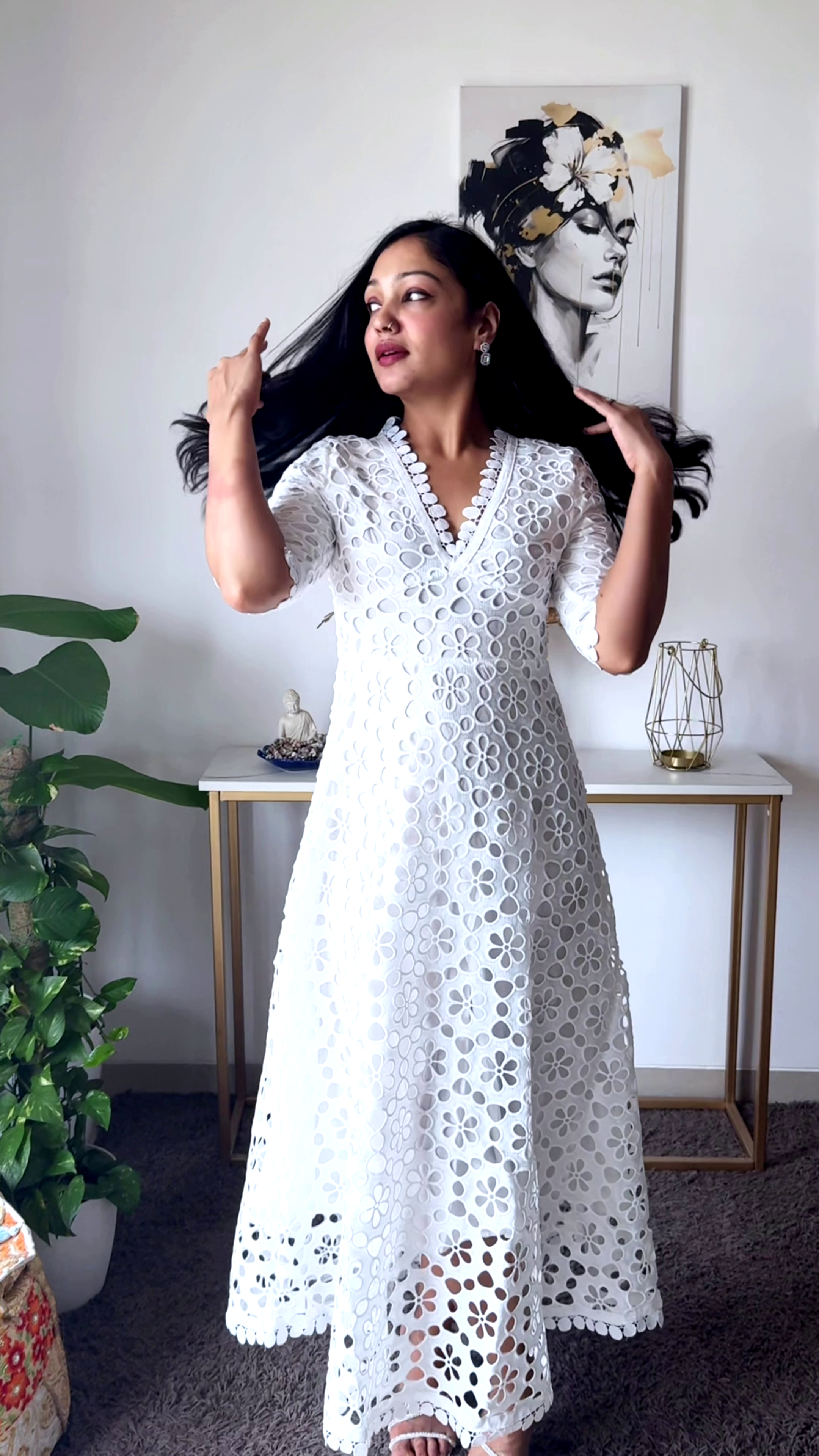 Elegant White Floral Lace Midi Dress – Timeless Style for Every Occasion