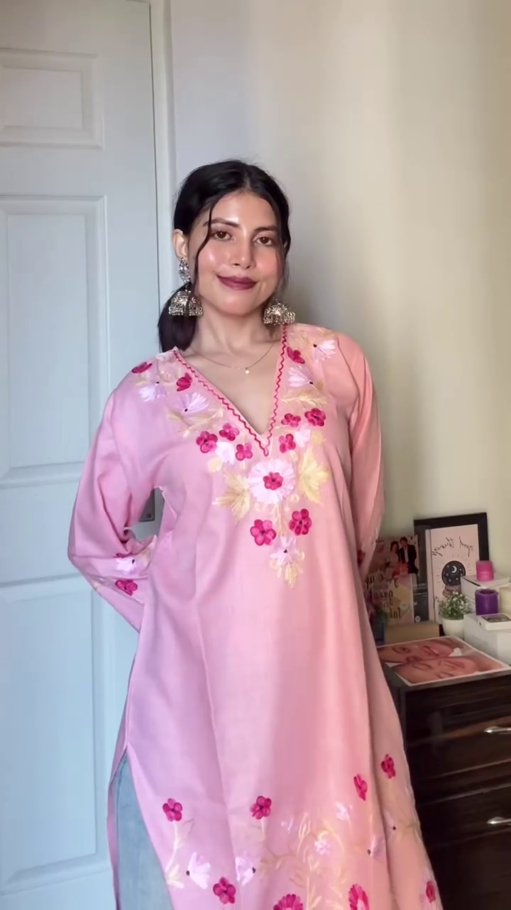 Women’s Floral Embroidered Cotton Straight Kurta – Comfortable, Elegant, and Everyday Wear