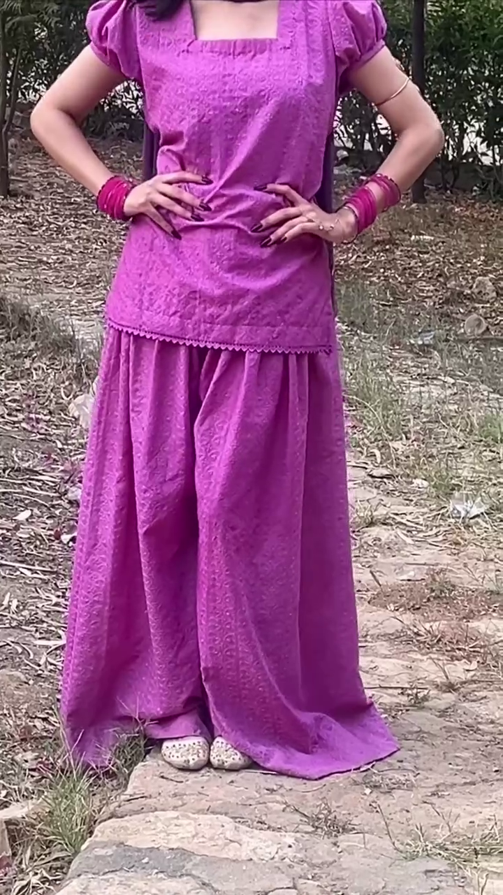 Purple Georgette Chikankari Kurta Gharara Set – Elegant, Ethnic, and Timeless