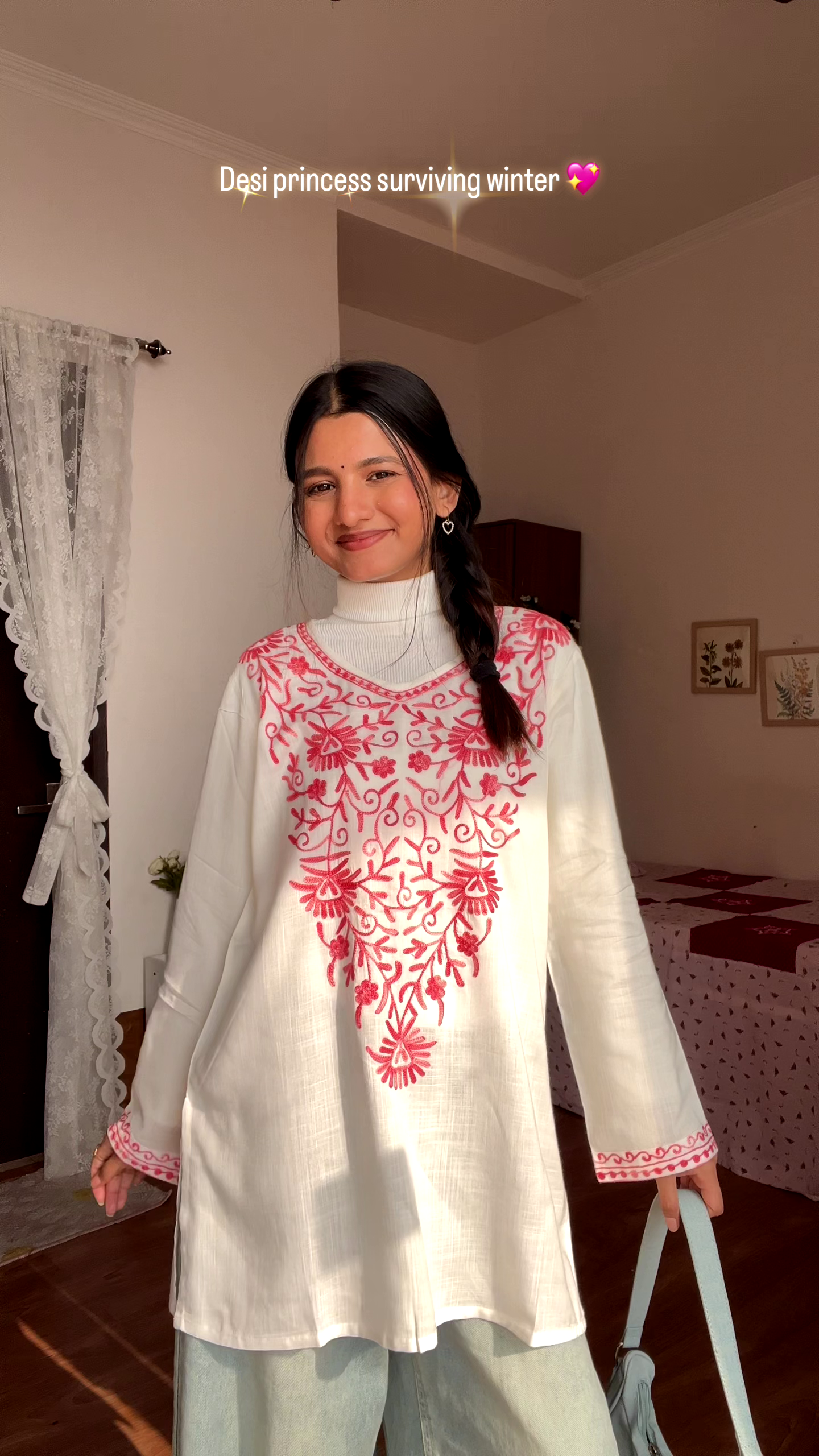White & Red Embroidered Rayon Tunic – Effortless Style Meets Everyday Comfort