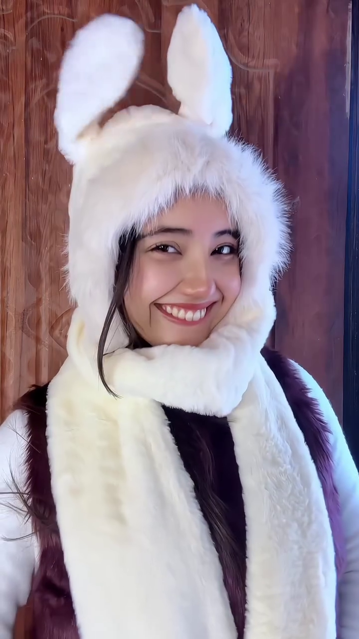 White Faux Fur Bunny Ears Hat and Scarf Set – Cozy, Cute, and Playfully Chic