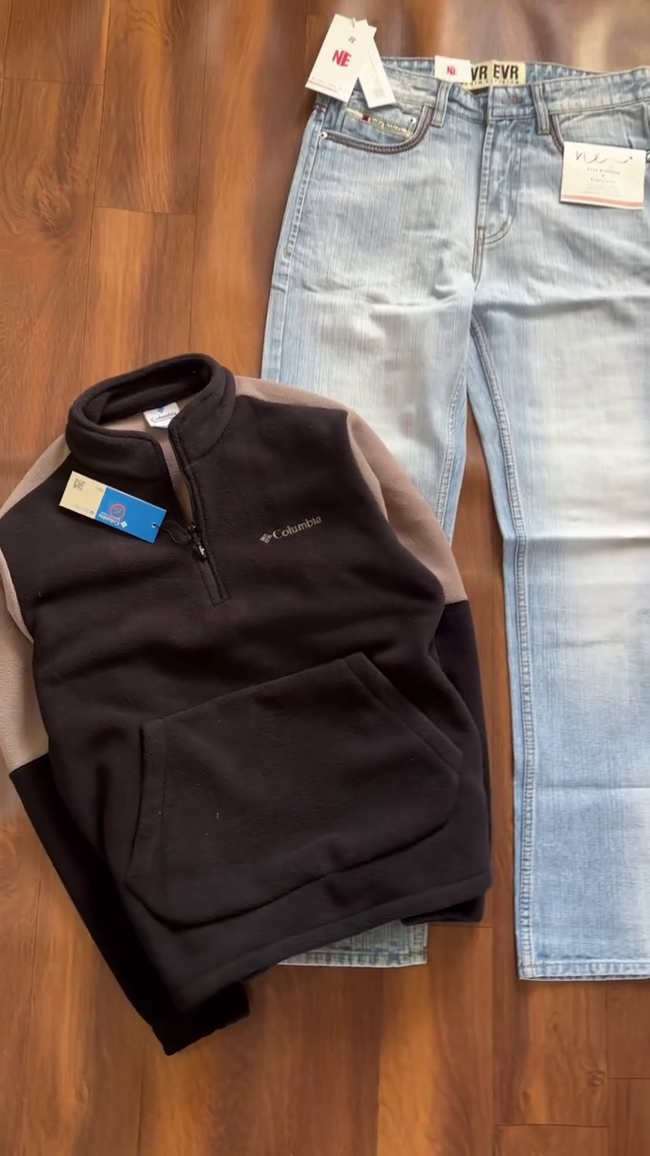 ❄️ Cozy Meets Casual: Columbia Men’s Steens Mountain Fleece & Light Wash Denim Combo 👖🧥