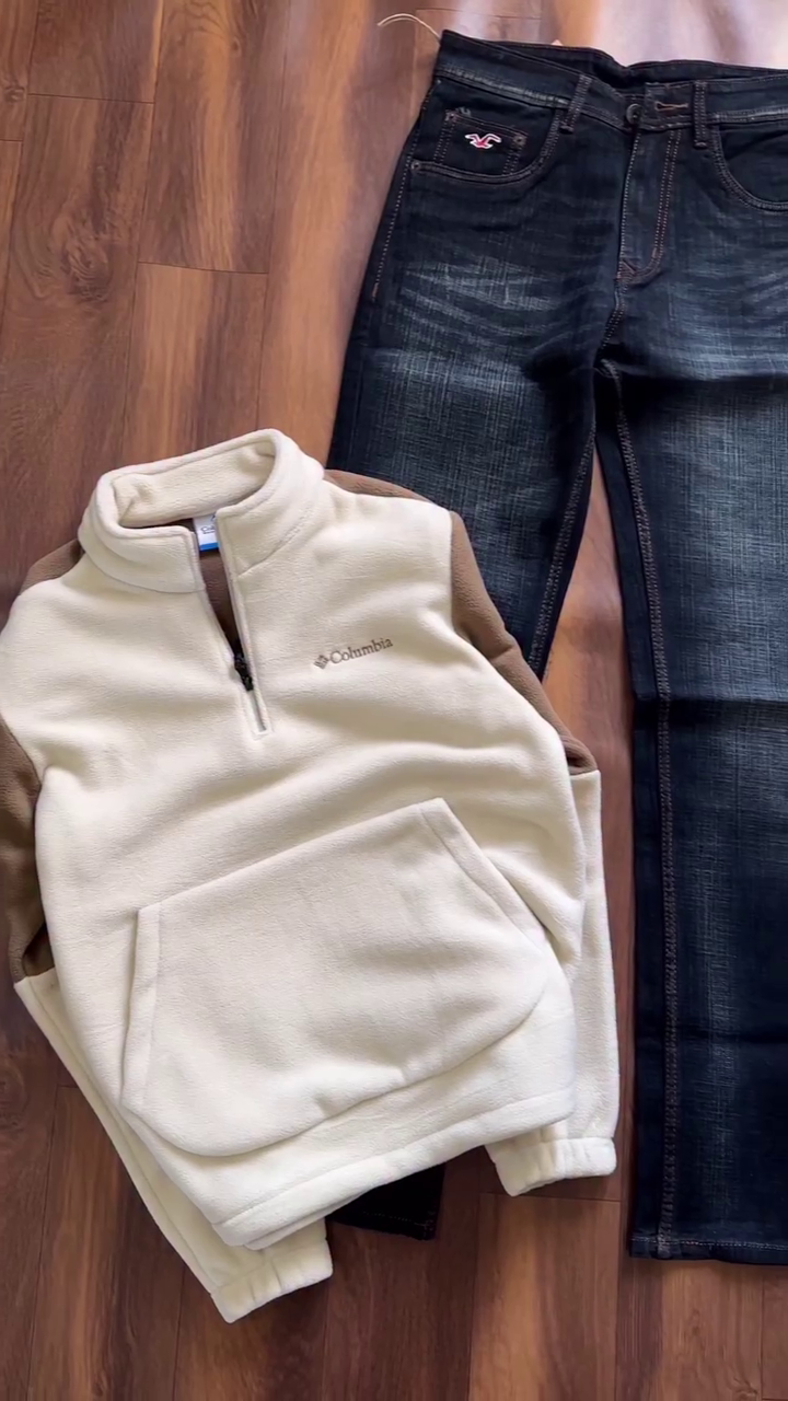 ❄️ Cozy Meets Casual: Columbia Men’s Steens Mountain Fleece & Light Wash Denim Combo 👖🧥