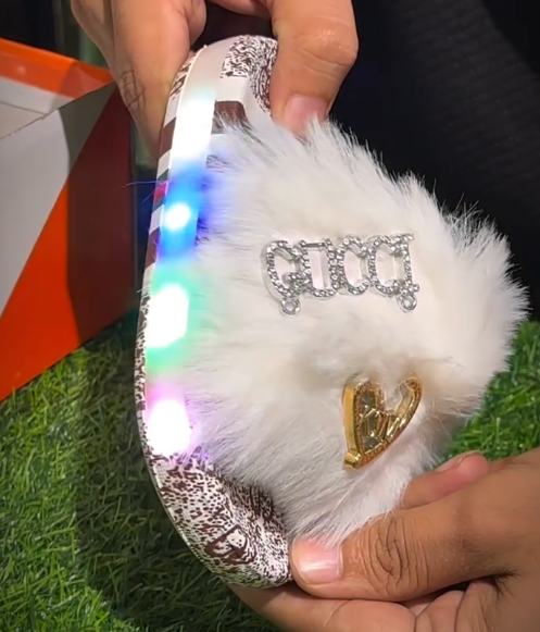 GCDS Logo-Print Faux-Fur Slippers – Luxe Comfort Meets Street-Style Chic