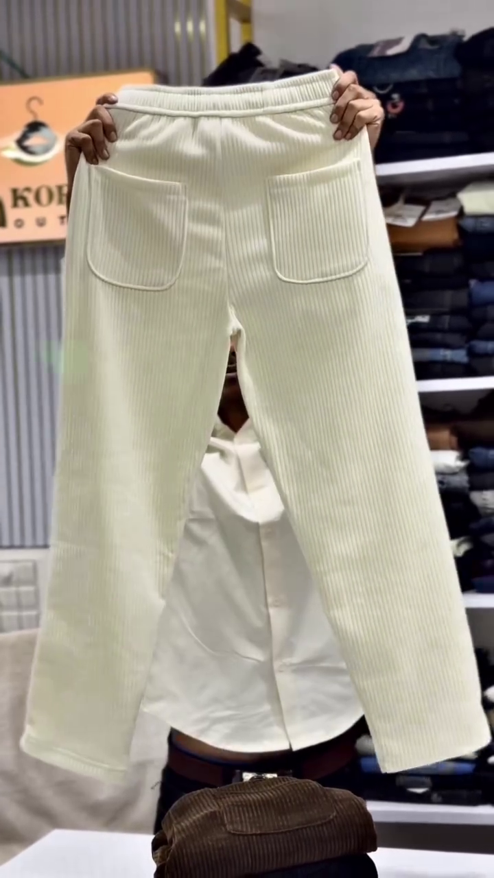 👖 Cozy & Casual: Beige Corduroy Baggy-Fit Pants with Drawstring Waist 🤎✨