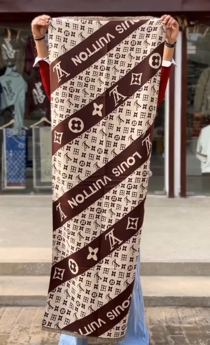 Hermès Large "H" Monogram Scarf/Shawl – Timeless Luxury in Black and Beige