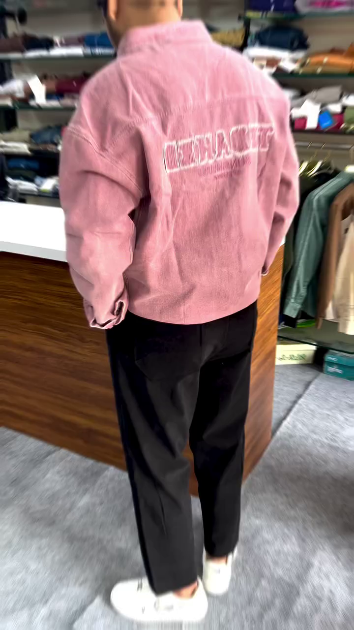 Casual Cool: Faded Pink Denim Button-Down Shirt