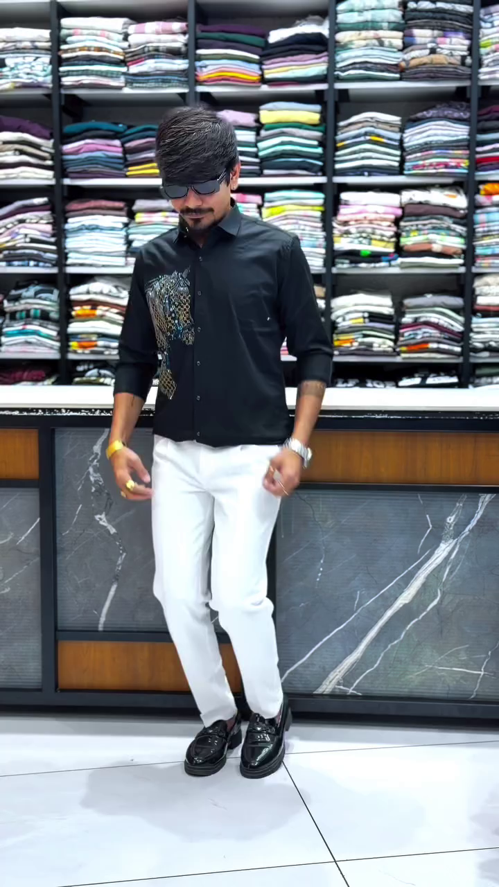 Sharp & Sophisticated: Dark Plum Dress Shirt with White Slim-Fit Trousers – A Complete Classy Look