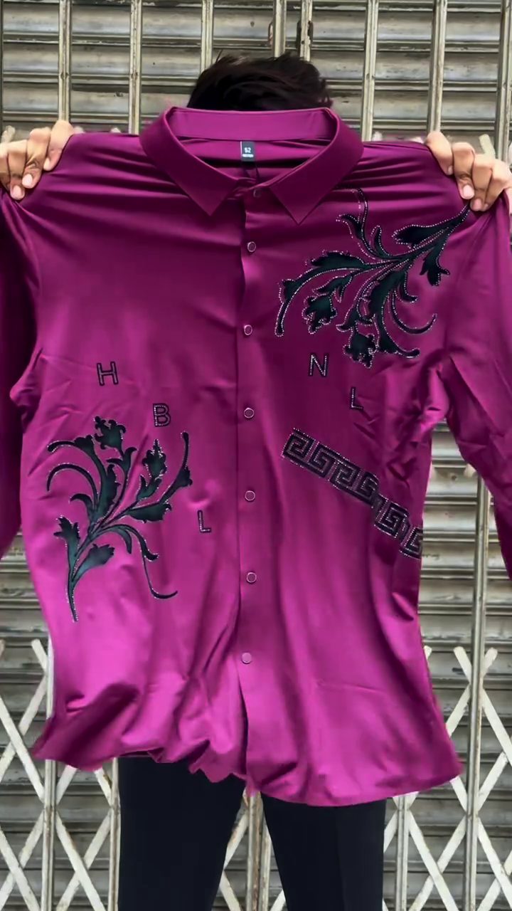Bold & Premium: Magenta Designer Shirt with Embroidered Detailing – Perfect Party Wear Look
