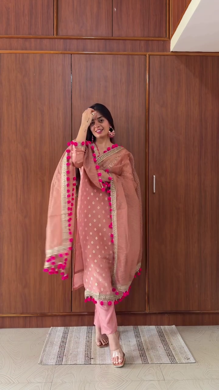 3 Elegant Ethnic Looks: Classic White Kurta Set, Peach Dupatta Suit & Indo-Western Mirror Work Outfit