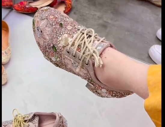 Luxury Golden Party Shoes: Sparkling Embellished Lace-Up Heels for Weddings & Festive Wear