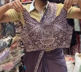 ✨ Trendy Indo-Western Ready-to-Wear Saree with Embroidered Koti & Stitched Blouse ✨