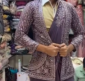 ✨ Trendy Indo-Western Ready-to-Wear Saree with Embroidered Koti & Stitched Blouse ✨