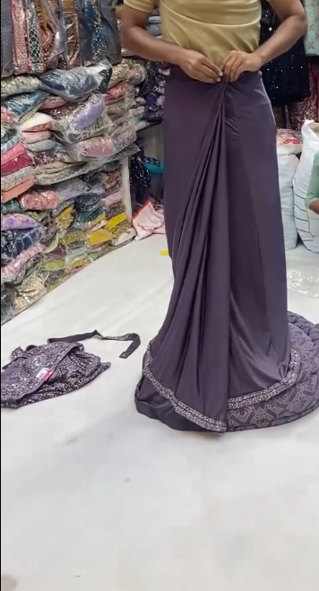 ✨ Trendy Indo-Western Ready-to-Wear Saree with Embroidered Koti & Stitched Blouse ✨