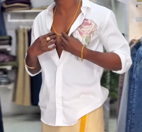 🦅✨ Stone Work Eagle Design White Full Sleeve Shirt – Power Meets Luxury