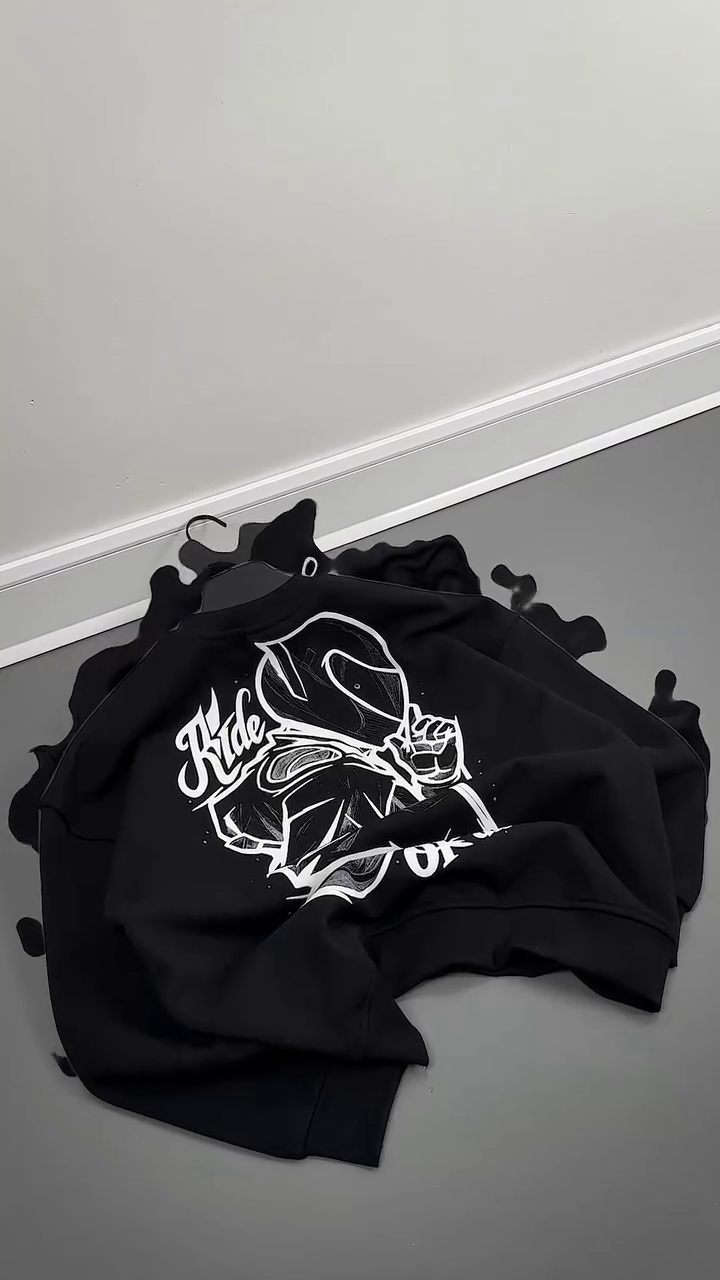 Black Hoodie with White Graphic Print – Casual Comfort Meets Bold Style