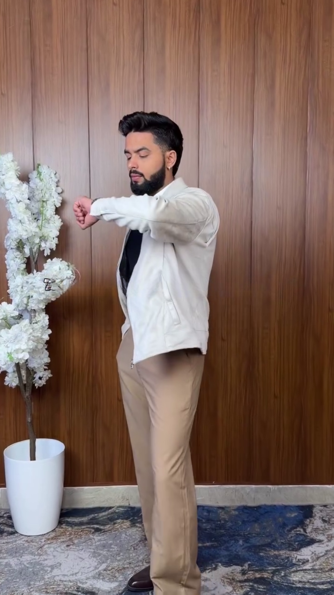 Navy Blue Purl Knit Quarter-Zip Sweater – Classic Smart Casual Essential