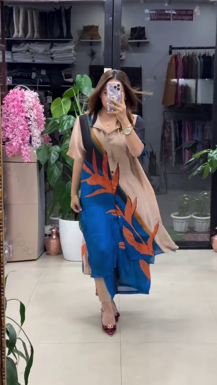 Red Abstract Printed Co-Ord Set – Bold Colors with Effortless Style