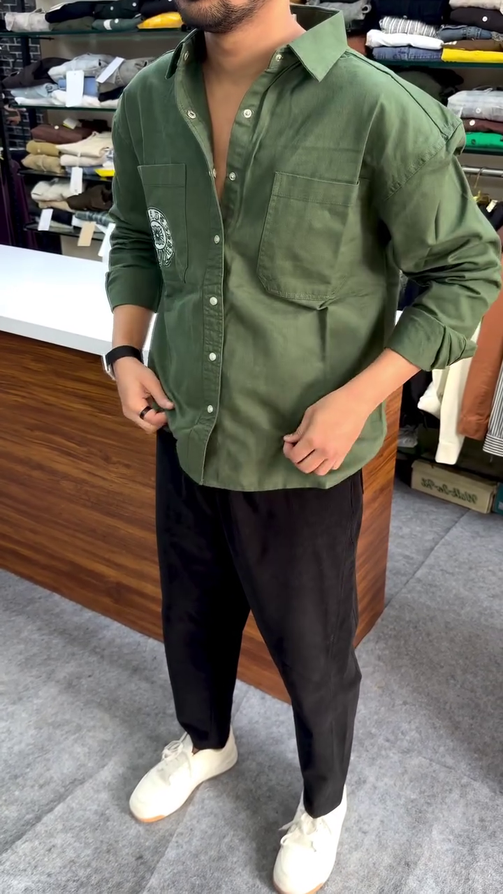 Men’s Green Relaxed Fit Printed Full-Sleeve Casual Shirt – Comfort Meets Style