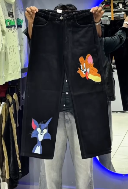🖤 Cartoon Classic: Tom & Jerry Wide-Leg Denim