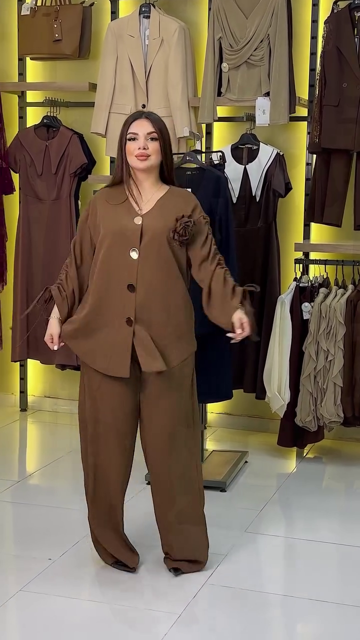 🤎 Mocha Luxe: Statement Button Co-Ord Set