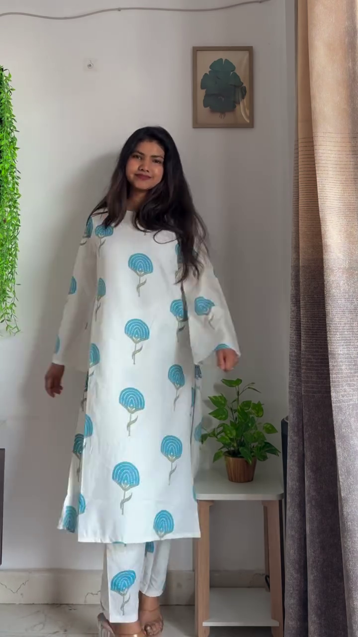 🧡 Sunset Bloom: Printed A-Line Kurta