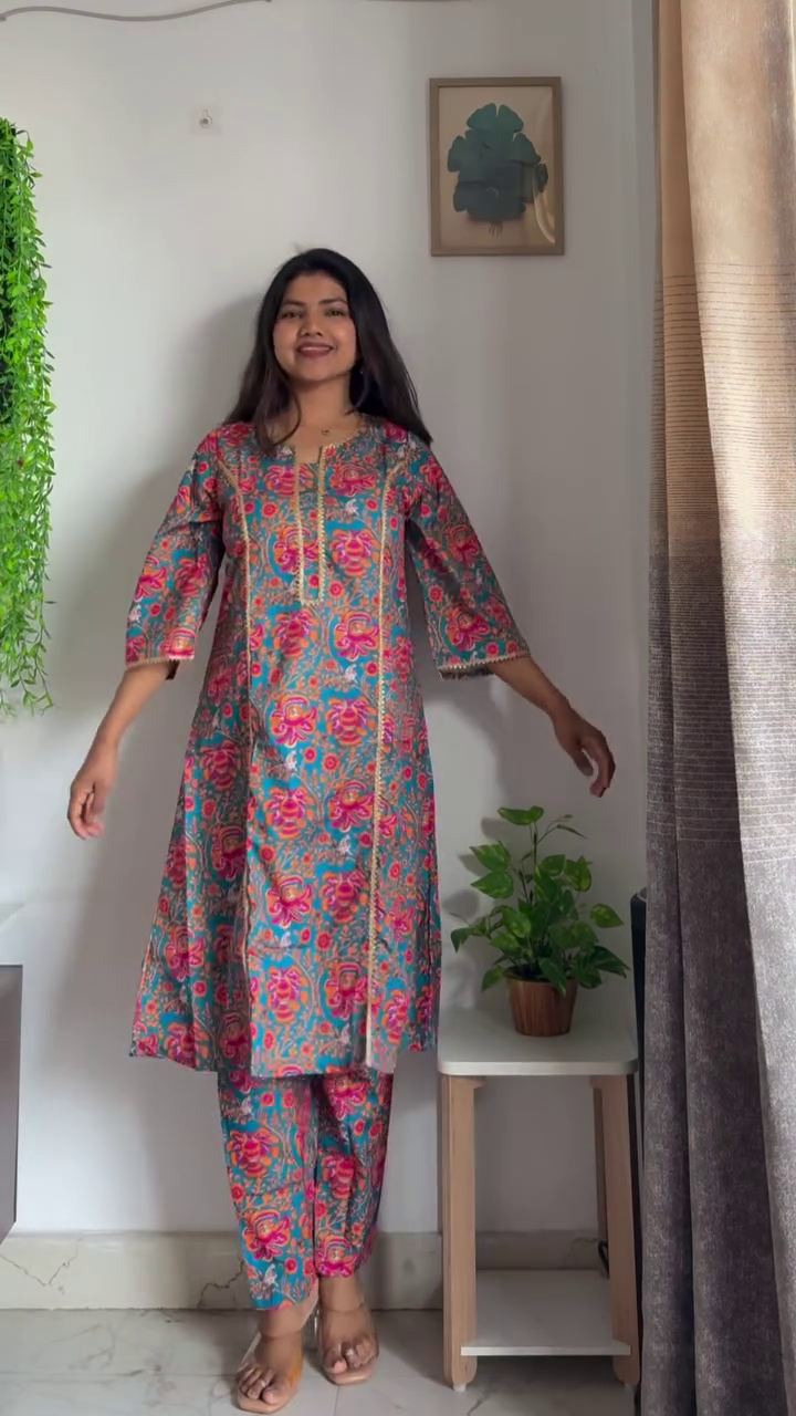 🧡 Sunset Bloom: Printed A-Line Kurta