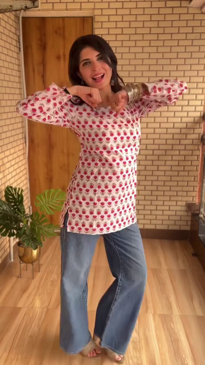 🌿 Ivory Garden: Embroidered Peplum Kurti