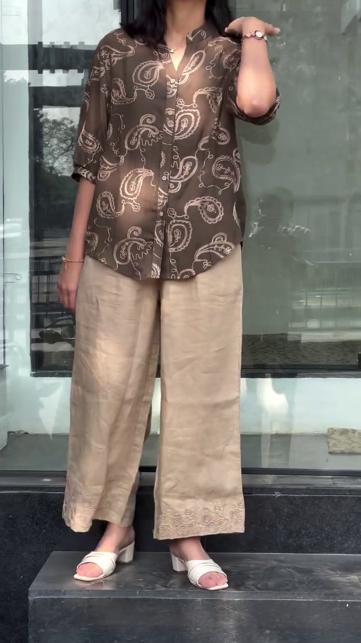 Classic White Paisley Printed Shirt – Timeless Neutral Elegance for Everyday Sophistication