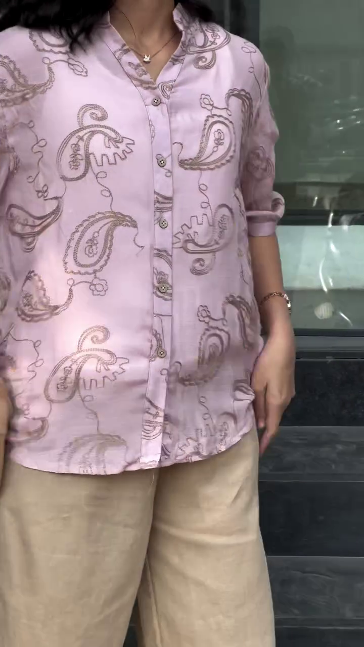 Classic White Paisley Printed Shirt – Timeless Neutral Elegance for Everyday Sophistication