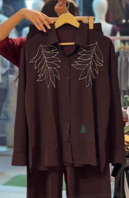 Rich Maroon Embroidered Co-Ord Set – Elegant Statement Style with Modern Comfort