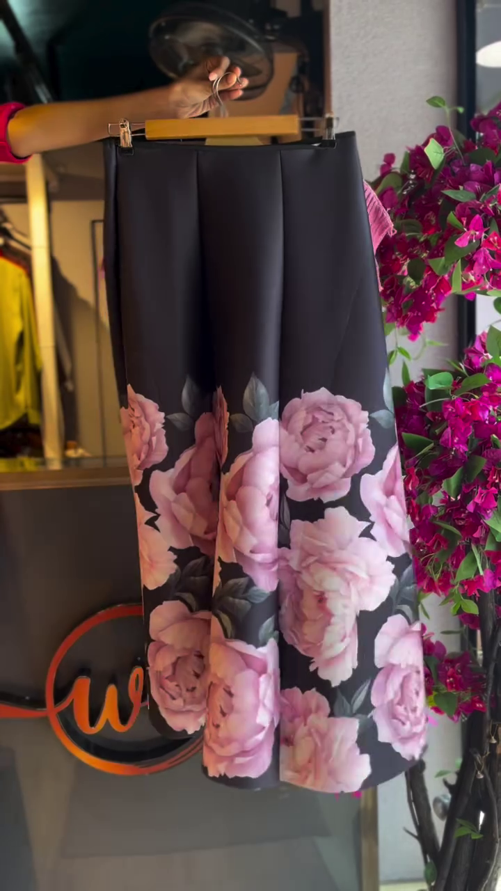 Romantic Rose Print Skirt Set with Ribbed Pink Top – Elegant, Feminine & Statement-Making