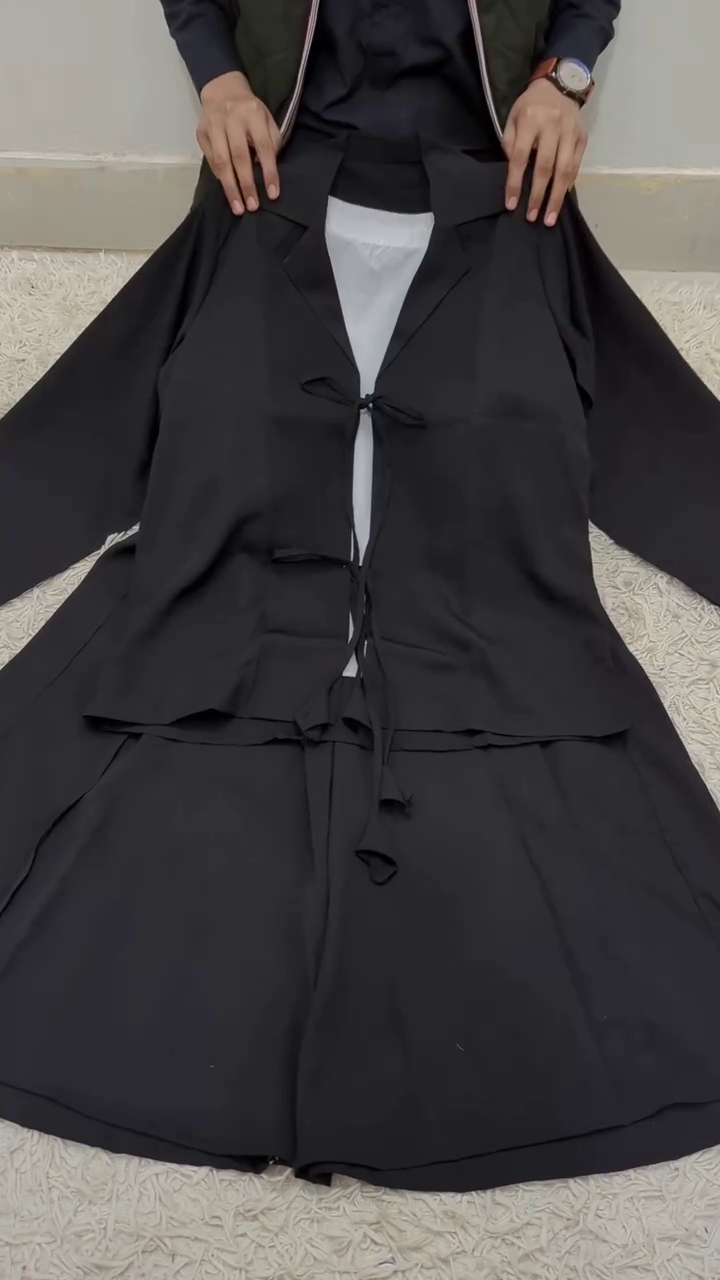 Black Women’s Co-Ord Set – Tie-Front Top with Matching Skirt for Chic Coordination