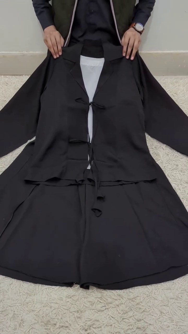 Black Women’s Co-Ord Set – Tie-Front Top with Matching Skirt for Chic Coordination