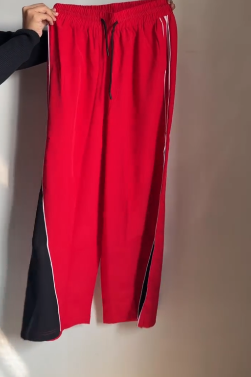 Women’s Pink Striped Relaxed Loose-Fit Parachute Trousers – Comfortable & Trendy Everyday Wear