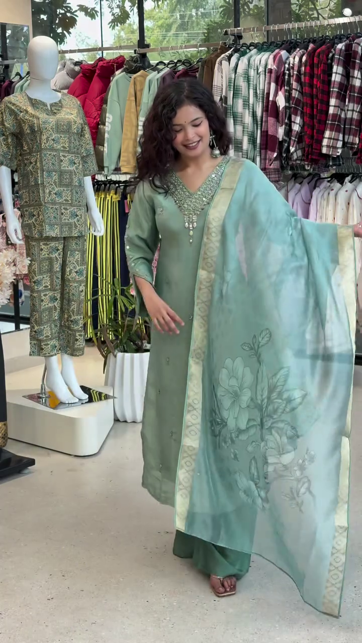 Fancy Kurta Set with Dupatta and Bottom – Elegant Ethnic Wear for Women ✨