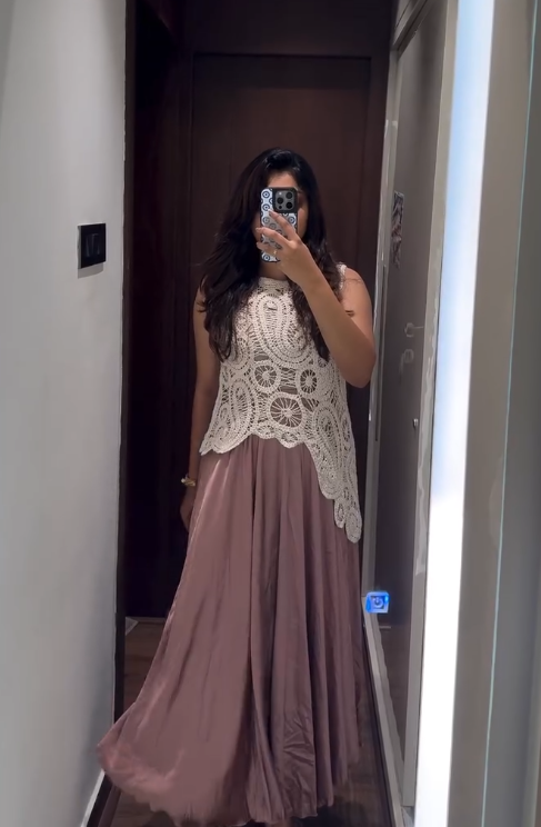 Timeless Grace: White Lace Top & Flowing Maxi Skirt Co-ord Set