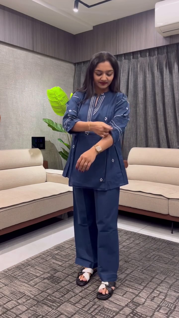 Classic Elegance: Maroon Embroidered Cotton Kurta & Trouser Co-ord Set