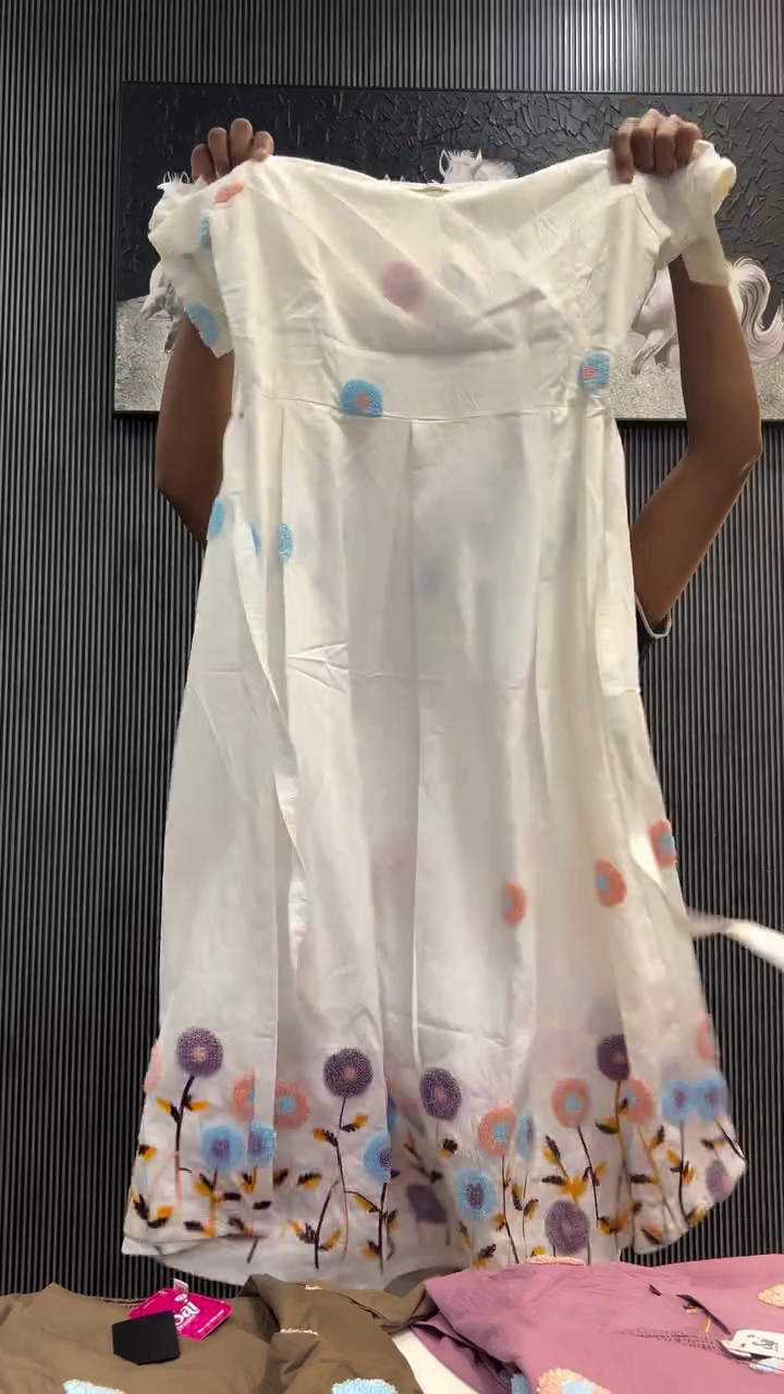 Earthy Elegance: Brown Dress with Floral Embroidery & Appliqué Details