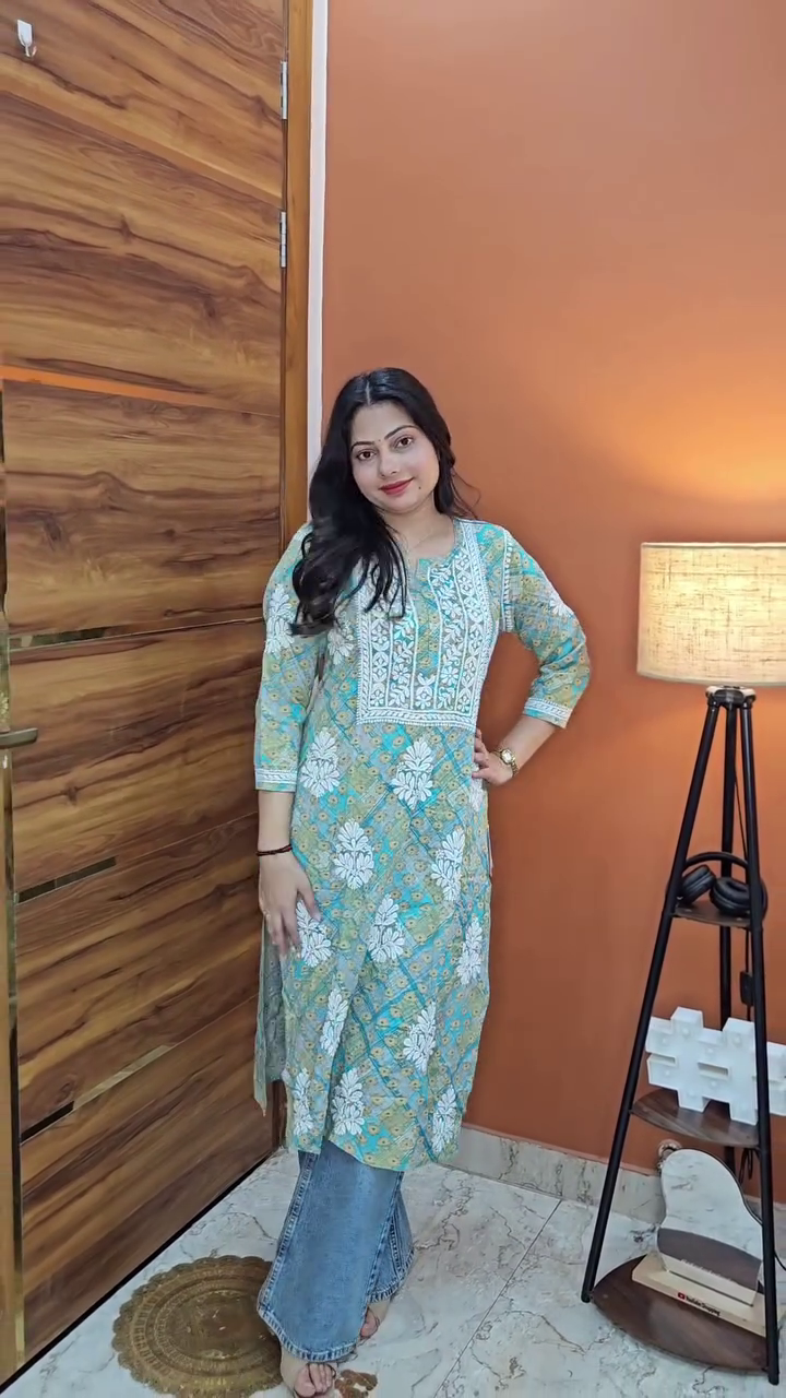 Bold & Elegant: Black Cotton Straight Kurta with Pink Embroidery