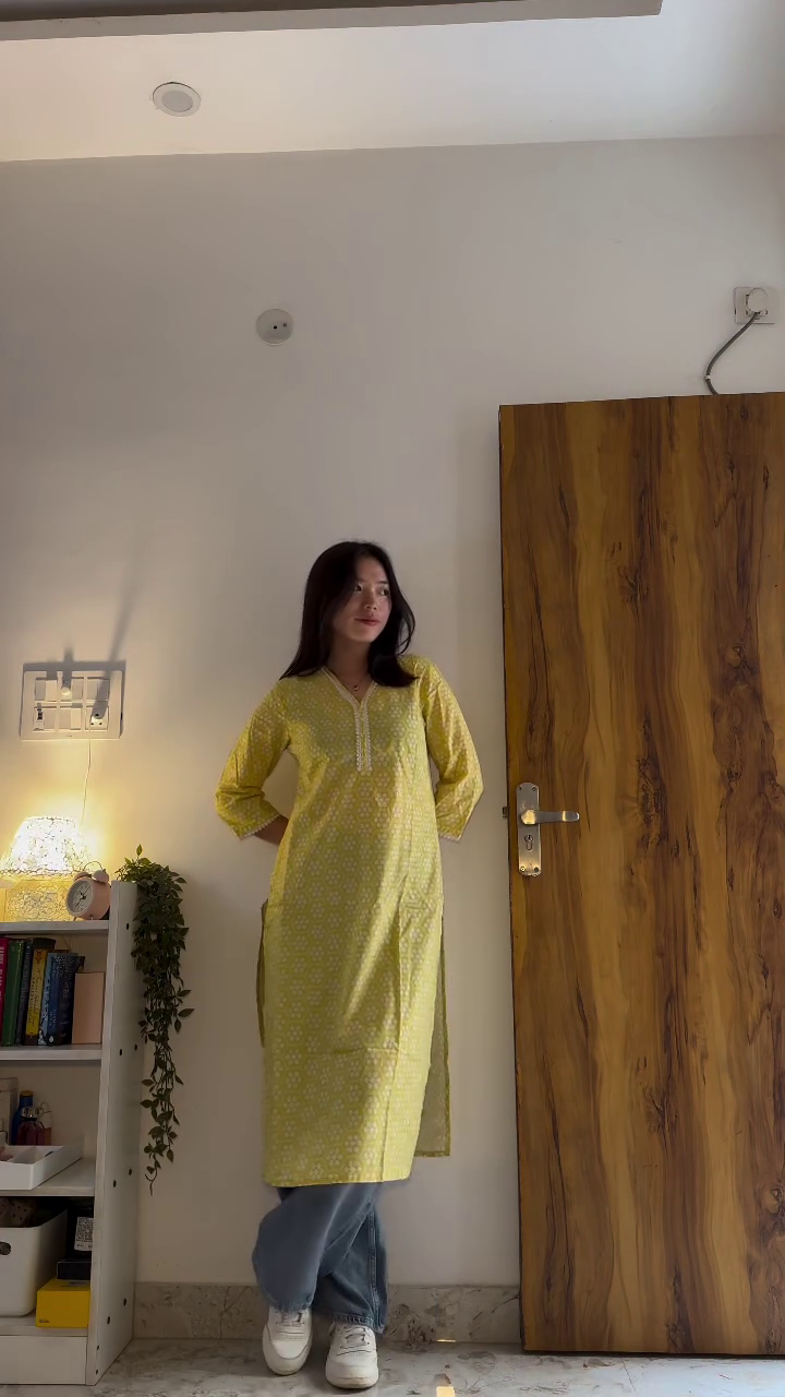 Sunny & Stylish: Yellow Printed Straight Kurta for Women