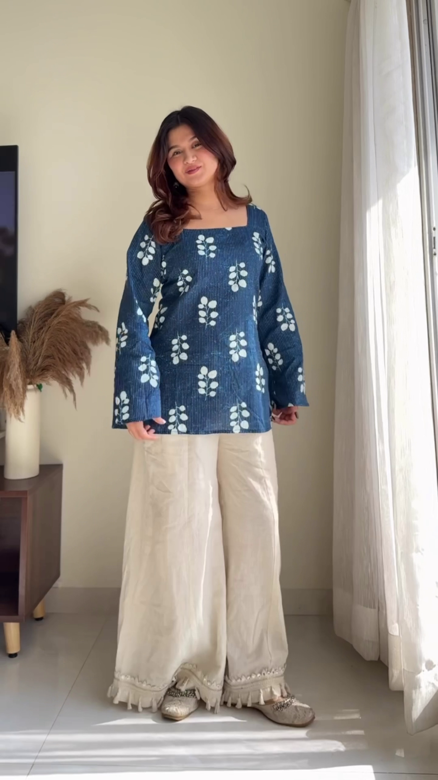 Effortless Style Meets Everyday Comfort: Blue Printed Casual Top for Modern Women