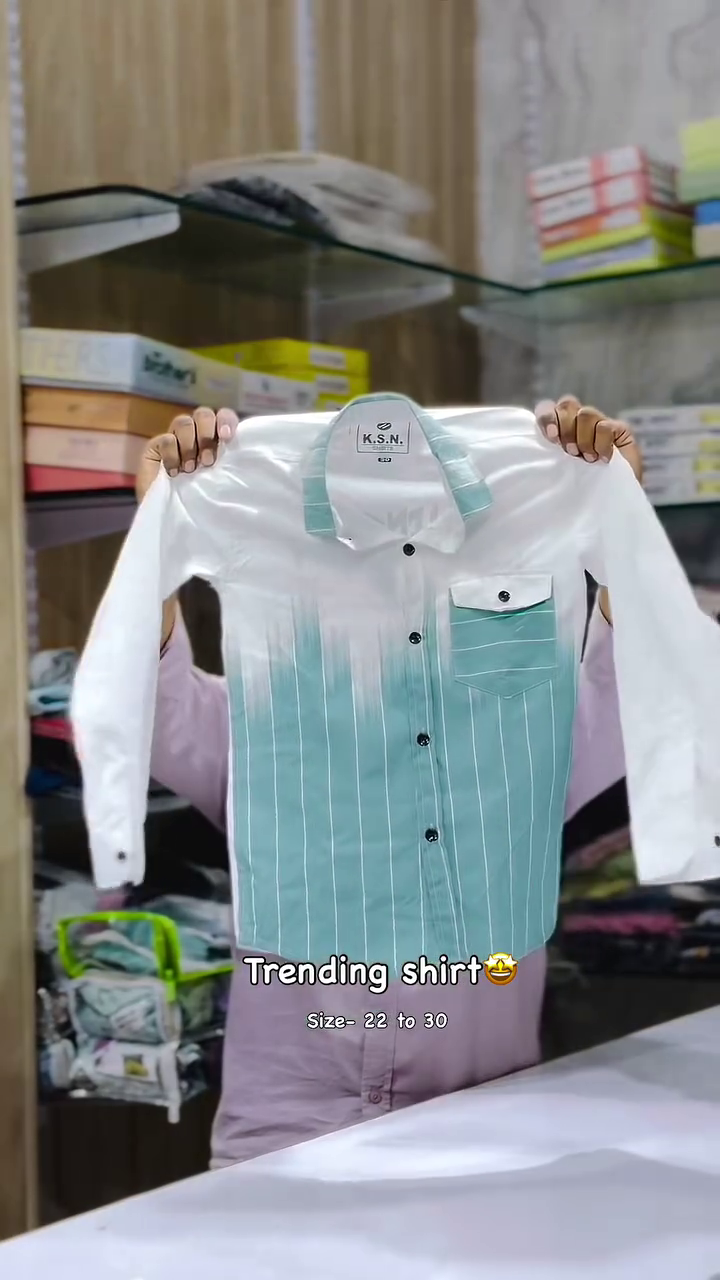 Fresh & Stylish: Casual White and Green Gradient Striped Long-Sleeve Shirt