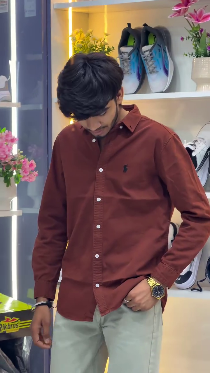 Classic Elegance: Purple Regular-Fit Solid Long-Sleeve Shirt